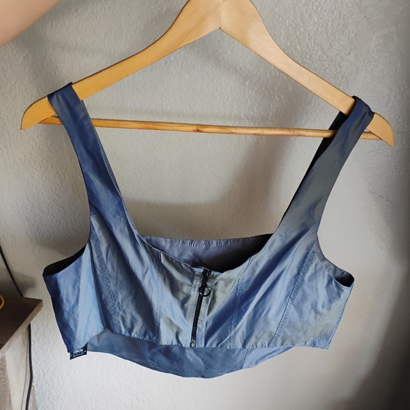 ASOS DESIGN Corset Top In Iridescent Blue Co-Ord. Size 8 - Picture 15 of 16